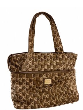 Brown Patterned Tote Bag by